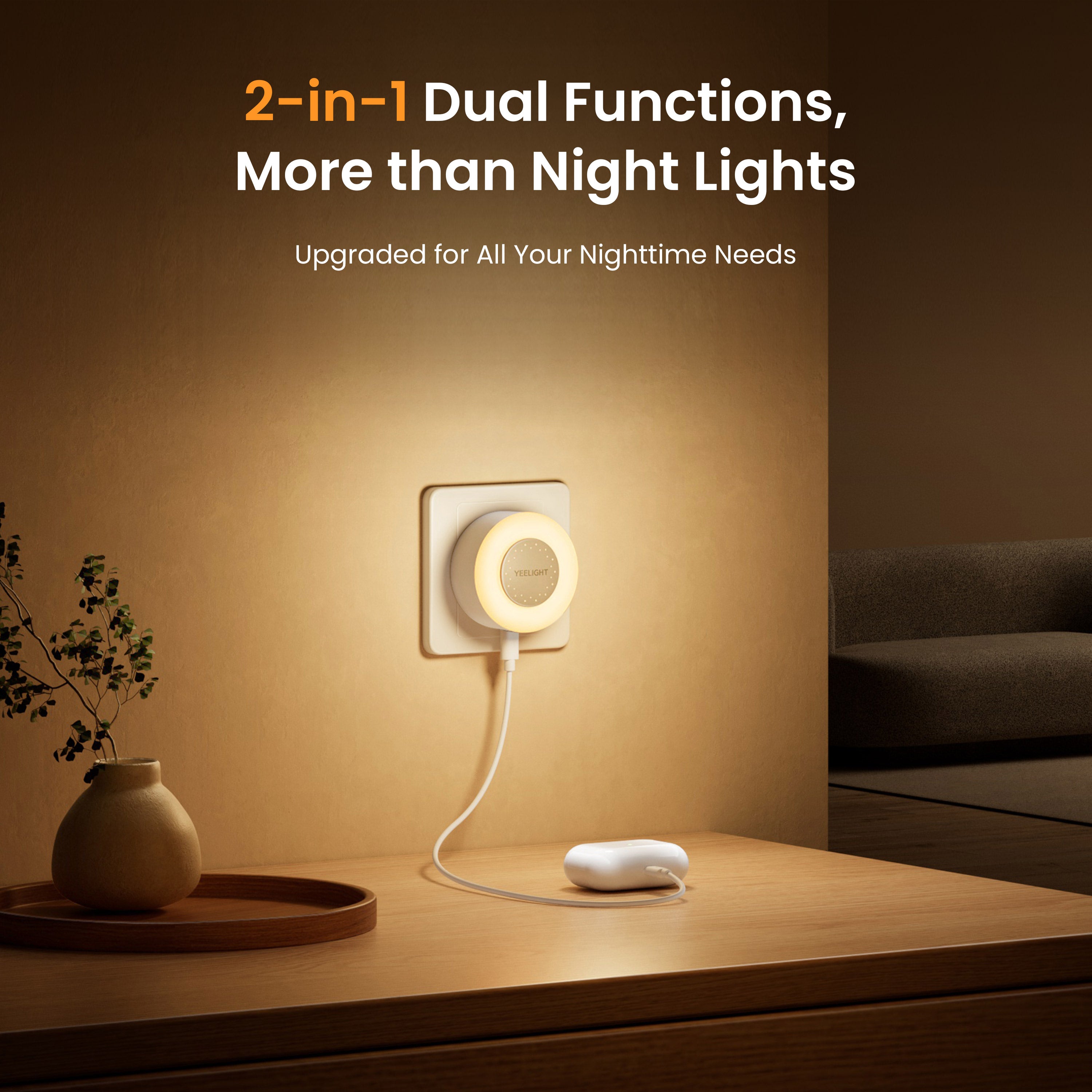 Yeelight USB-C-lader med nattlysfunksjon - Jelly 4 Plus