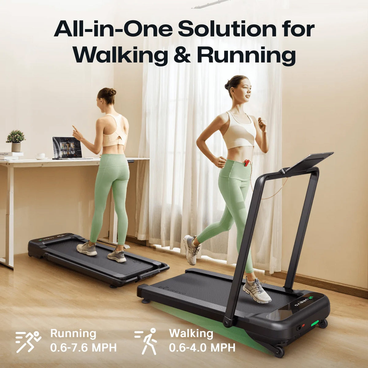 UREVO Strol 2S PRO 2-IN-1 Walking& Running Treadmill