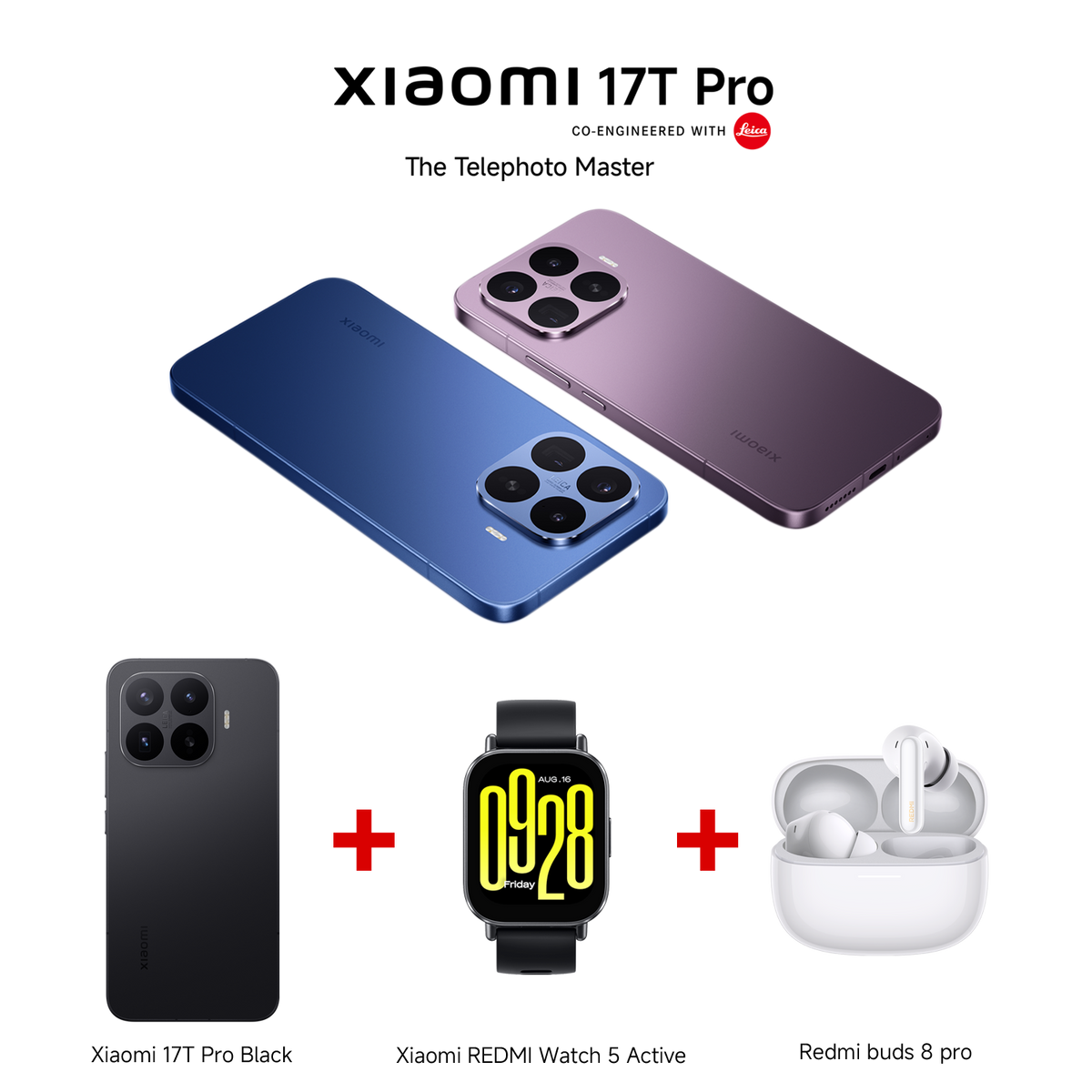 Xiaomi 17T Pro Bundle with REDMI Watch 5 Active + REDMI Buds 8 Pro