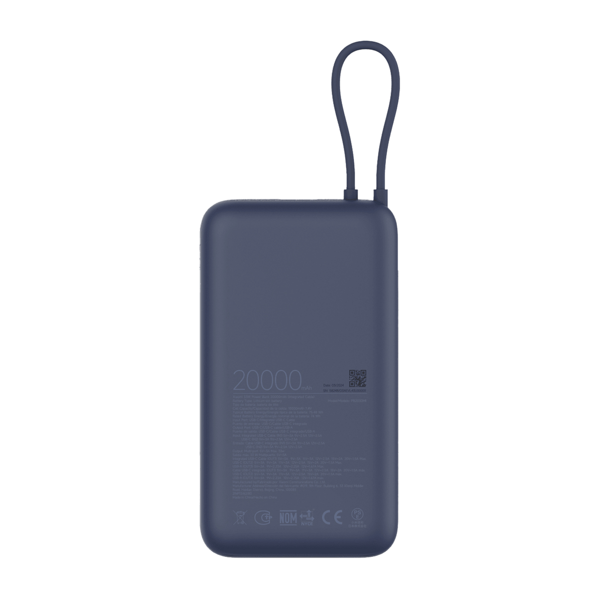 Xiaomi 33W Power Bank 20000mAh (integrert kabel) GL
