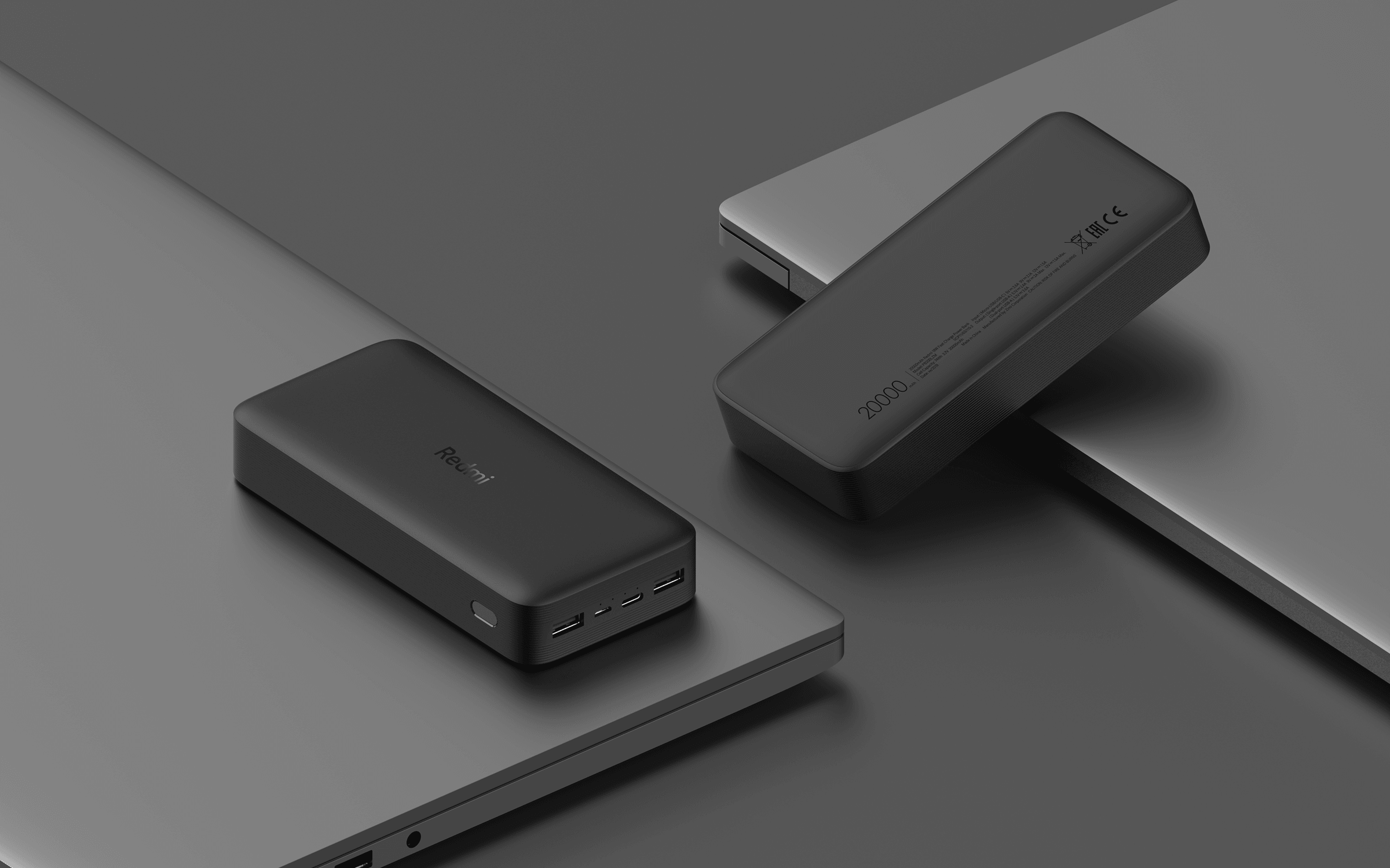 20000mah Redmi 18W Fast Charge Power Bank Black