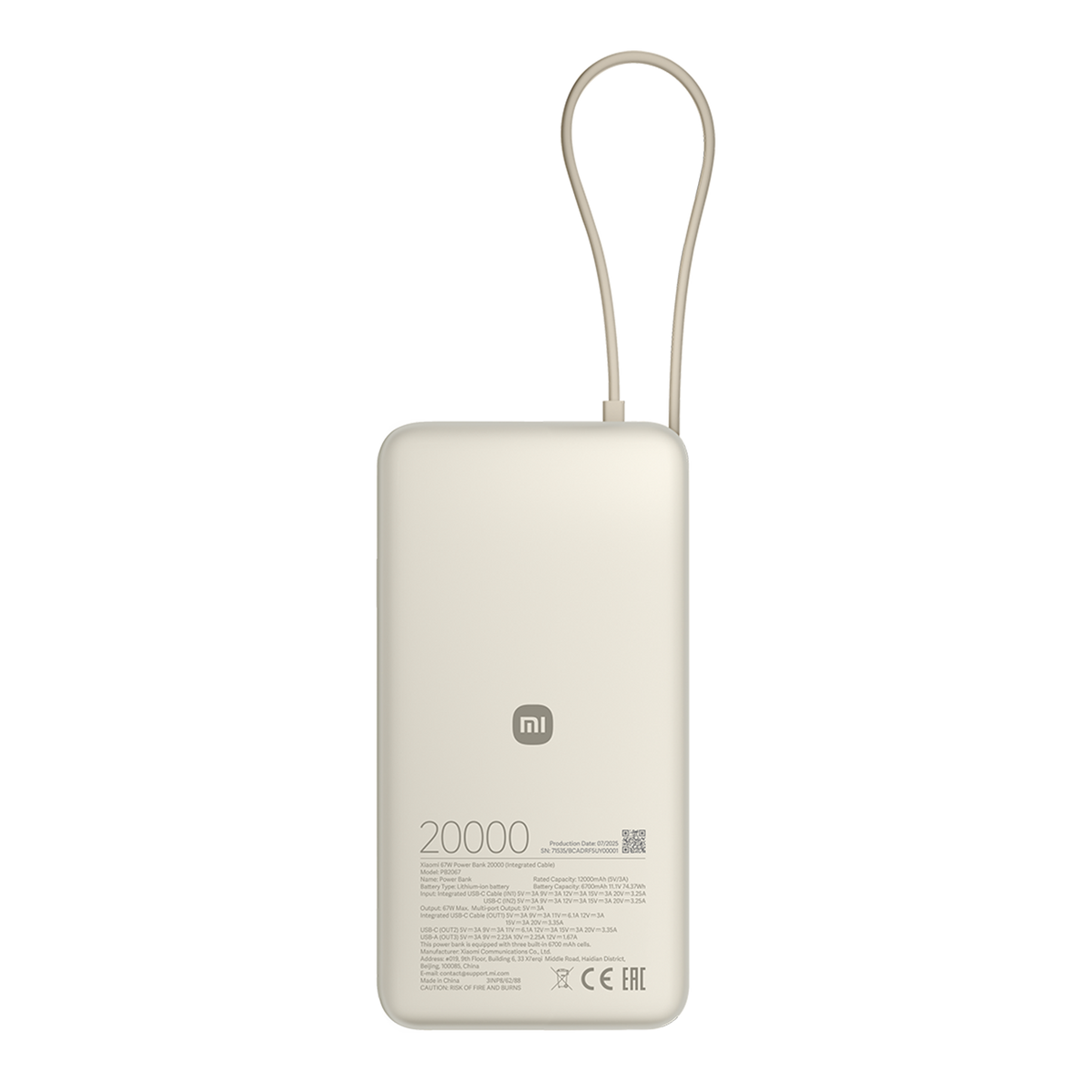 Xiaomi 67W Power Bank 20000 (integrert kabel)