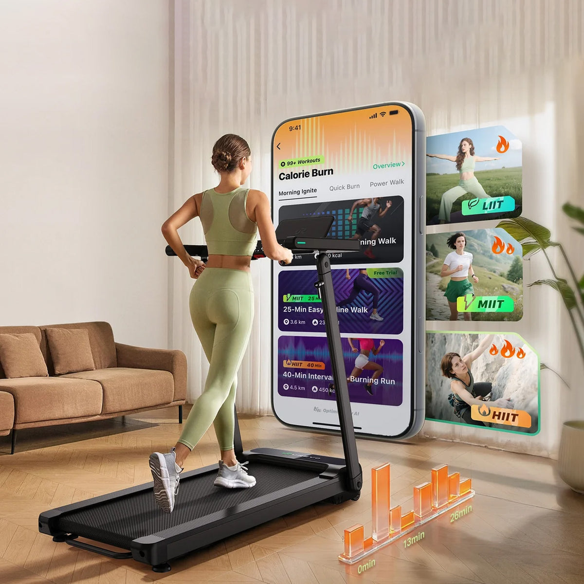 UREVO Foldi 3S Smart Auto-inclined running treadmil Black