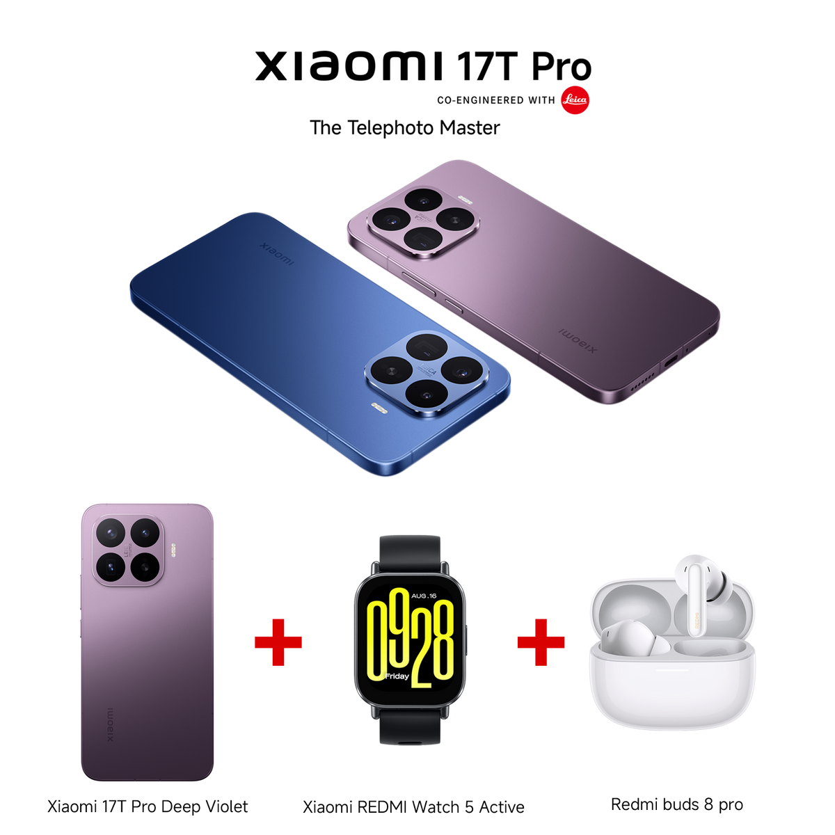 Xiaomi 17T Pro Bundle with REDMI Watch 5 Active + REDMI Buds 8 Pro